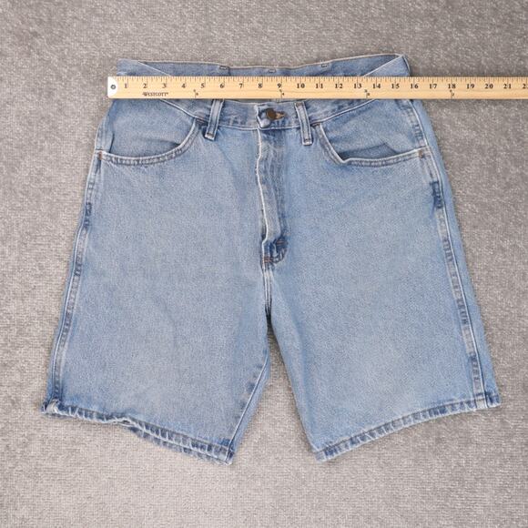 VTG 90s Rustler 34x8 Light Wash Blue Denim Jean Shorts Jorts - Picture 3 of 12